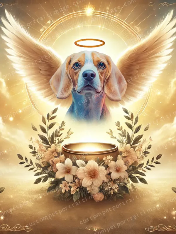 Custom Angel Pet Memorial Portrait – Digital Tribute with Halo & Wings