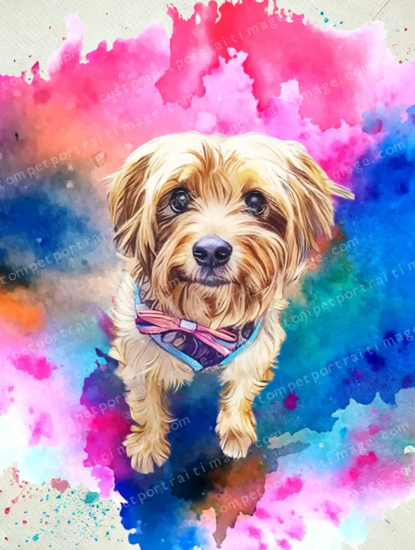 Elegant timeless watercolor pet portrait A4 printable custom artwork